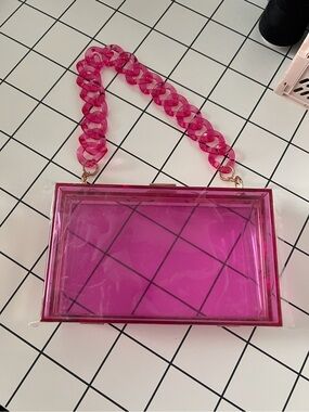 Clear Pink Acrylic clutch Bag